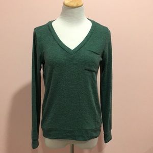 Chaser Green V-Neck Pocket Sweatshirt Sz S